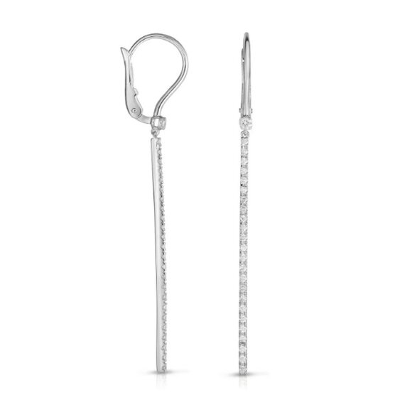 14k White Gold Diamond Matchstick Dangles - Picture 1 of 4